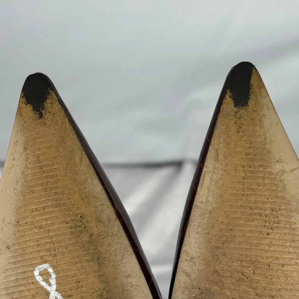 Nine West Brown Pointed Toe Pumps | Faux Croc | Size 5M
